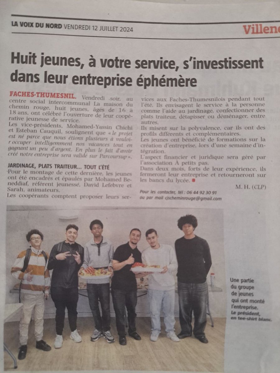 cjscheminrouge's tweet photo. Nos jeunes ont eu un article dans le journal 🤩 
Merci à @lavoixdunord pour leur confiance 🤝🏼 https://t.co/yeOXKBzO9o