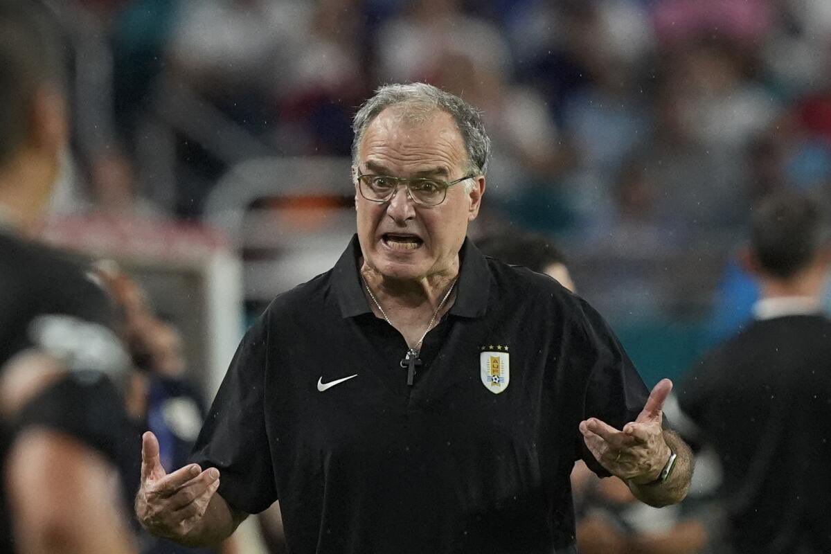 CarveDeportiva's tweet photo. 🎙️ “Madres de familia con bebés en brazos fueron agredidas por los espectadores”.

🎙️ “¿Cómo voy a temer a una sanción que es imposible que suceda? Los jugadores reaccionaron como lo hubiese hecho cualquier ser humano”.

🗣️ Marcelo Bielsa, DT de Uruguay. https://t.co/7OEnqvZfdV