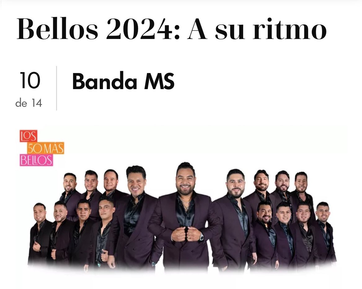 LizosMusic's tweet photo. @BANDA_MS se convierte en la primera banda del género en aparecer en la lista de #Los50MásBellos de @peopleenespanol 🔥🧔🏻‍♂️🎺

¿Ustedes qué opinan? https://t.co/alHBiwj9YP