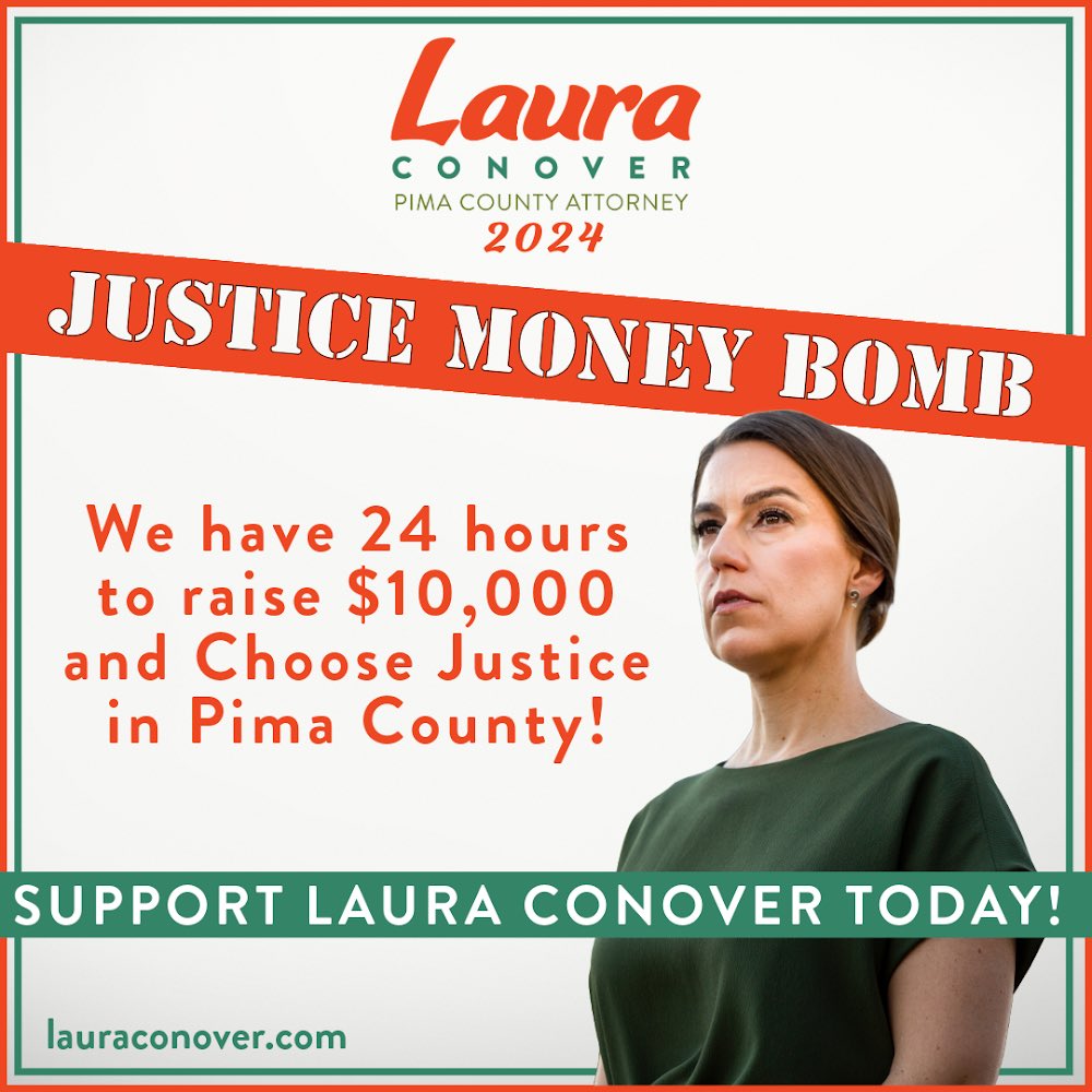 🌟 Help keep justice strong in Pima County! We need to raise $10,000 today and every $1 counts. Support Laura Conover's reelection campaign today:  lauraconover.link/JusticeMoneyBo… #ChooseJustice