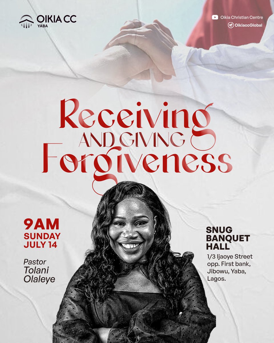Oikiaccyaba's tweet photo. It’s healing Sunday. 🔥🔥🔥

God’s love washes us through and through. 

God demonstrated forgiveness first before instructing us to do the same with one another. 

There is healing in the word, join us this Sunday @Oikiaccyaba 

#myoikia https://t.co/x4sxokgyd5