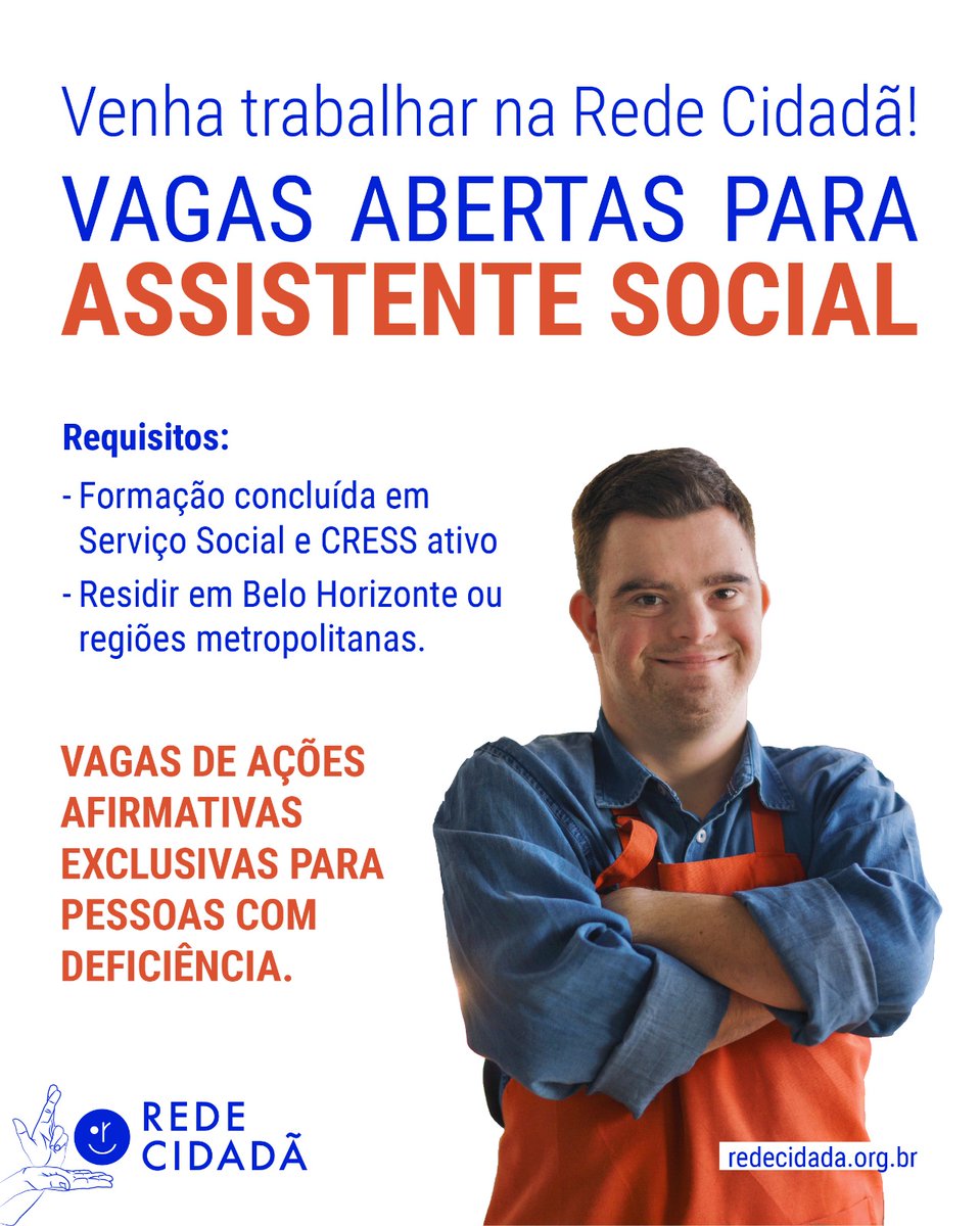 Você que mora em BH ou regiões metropolitanas! Esta é a sua chance de ingressar em uma empresa que gera oportunidades reais de trabalho e renda, valoriza a diversidade e a luta pela inclusão. Envie seu currículo para humanizacao@redecidada.org.br Compartilhe essa oportunidade!