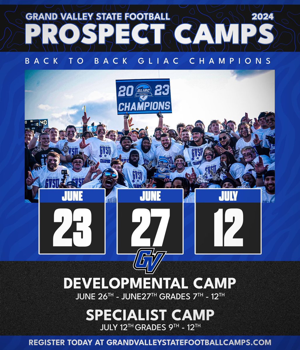 Excited to attend the GVSU Football prospect camp today <a href="/gvsufootball/">GVSU Football</a> <a href="/CoachLouisGVSU/">Jim Louis</a>