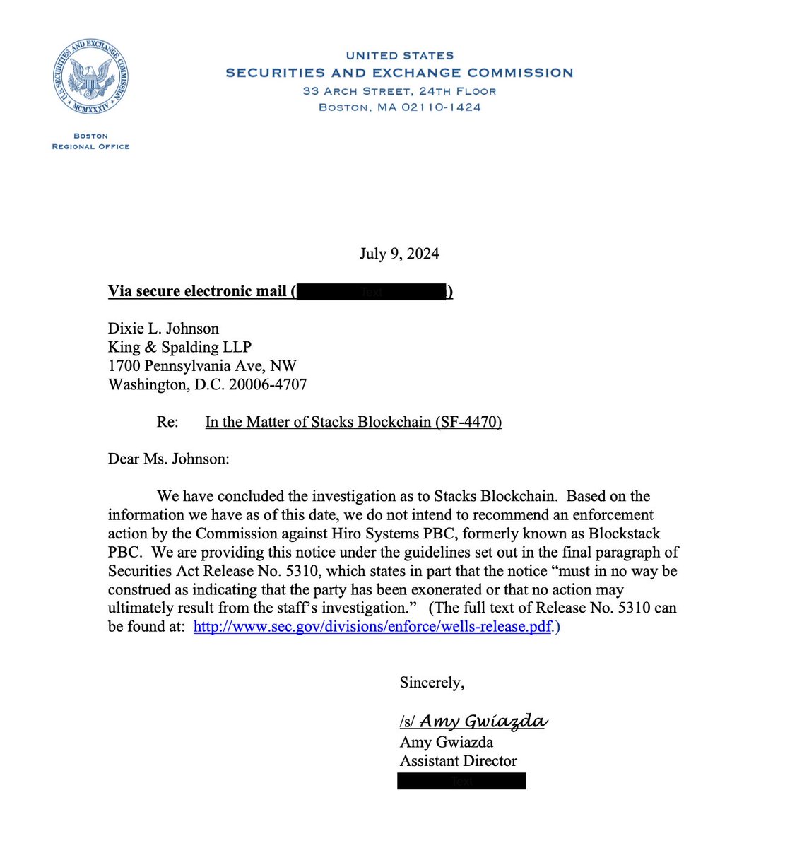 SEC Drops Investigation Into Stacks Blockchain &amp; Hiro

Earlier this week, we received word from the SEC that after 3 years, they are terminating their investigation into Hiro and the <a href="/Stacks/">stacks.btc</a> blockchain with no enforcement action 🧵.