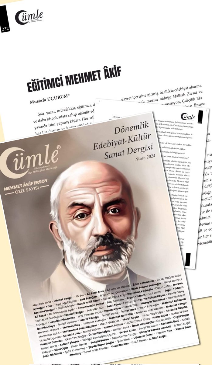 Cümle dergisinin Mehmet Akif özel sayısında Eğitimci Mehmet Akif'i yazdım. 

<a href="/CumleDergisi/">Cümle Dergisi</a>