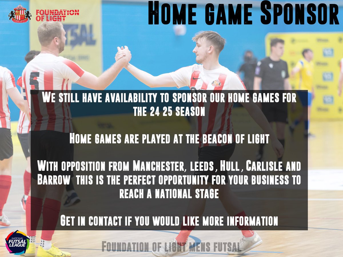 Do you know someone or a business who would like to sponsor our home games for next season? 
Drop us a message for more info on the chance to support a local team on a national level! ⚽️