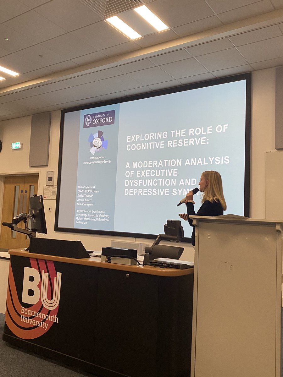 Really proud of my Master’s student Pauline Spiessens presenting her work on cognitive reserve mediating the role of executive functioning and depression after stroke #opsyris24