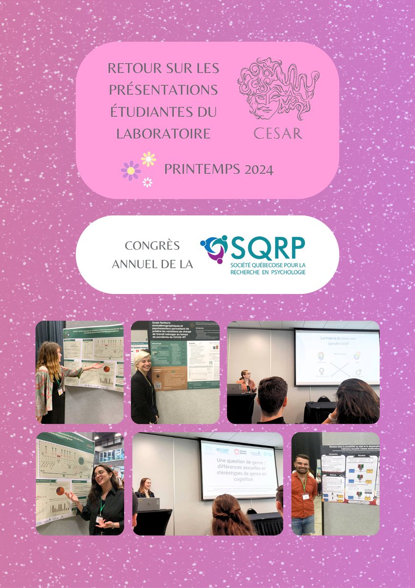 laboCESAR's tweet photo. En ce vendredi estival, revivez avec nous les moments forts du printemps dernier 📅🧠

Un grand bravo à tous nos étudiant·es pour une saison des congrès brillante 🌟

Et félicitations à notre doctorant Enzo Cipriani qui a reçu le prix Guy Bégin pour son article dans @PLOSONE https://t.co/T0sYKvEwbp