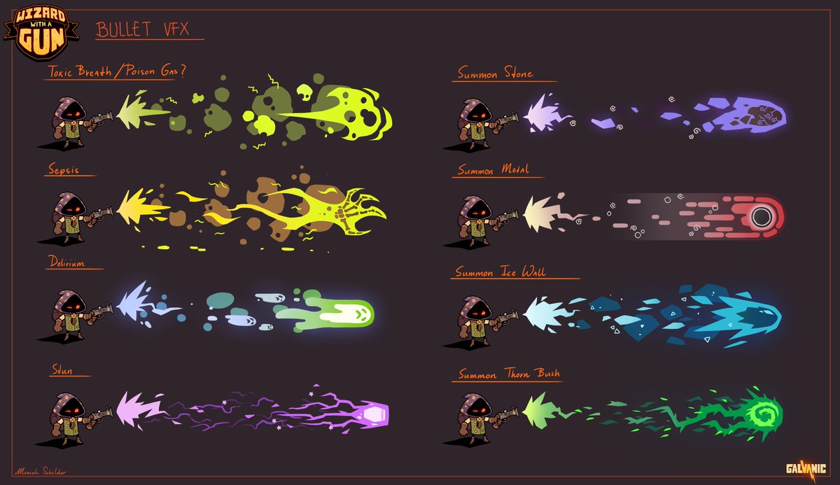 Some bullet VFX concepts I did for Wizard with a Gun!✨✨✨

<a href="/galvanicgames/">Galvanic Games</a>