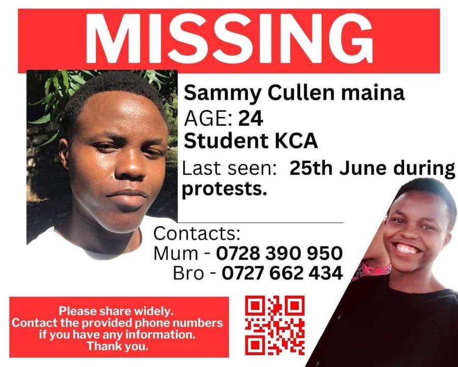 C_NyaKundiH's tweet photo. Missing person last seen during the June 25th occupy parliament  protests https://t.co/fQGGT7LWCN
