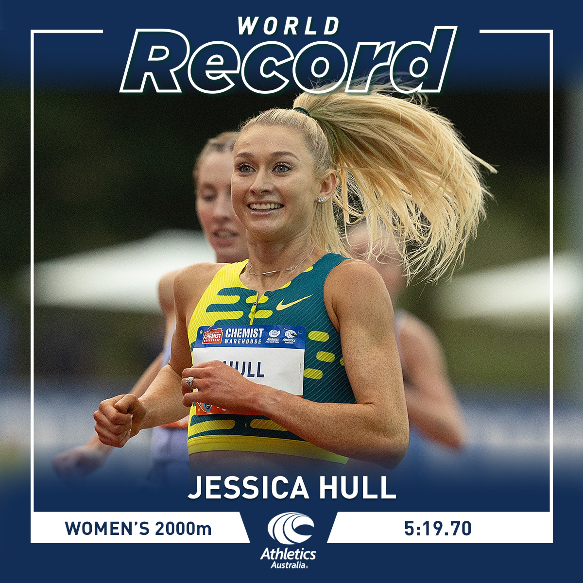 AustralianAths's tweet photo. IT'S JESS HULL'S WORLD 🌏🌏🌏

It's HISTORY for Australia's Jessica Hull who adds WORLD RECORD holder to her illustrious resume, racing to 2000m victory at the Monaco Diamond League in 5:19.70 to eclipse Francine Niyonsaba's 5:21.56 former mark.

More to come.

#AthleticsNation https://t.co/RPuGmhVReX