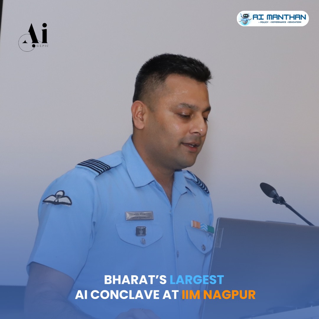 aimanthan's tweet photo. Wing Commander Rohan Chandak highlights AI Manthan Conclave as a hub of opportunities for young minds, emphasizing future contributions from students to the country.
#aimanthan #manthanai #conclave
#conference #iim #iit #nit #iiit #iimnagpur
#iisc https://t.co/y1pBOhpJeR