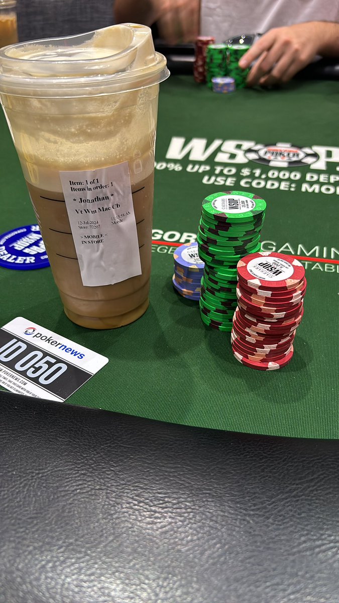 Day 6 <a href="/WSOP/">WSOP - World Series of Poker</a> Main Event about to go, 1.54mil and a dream.