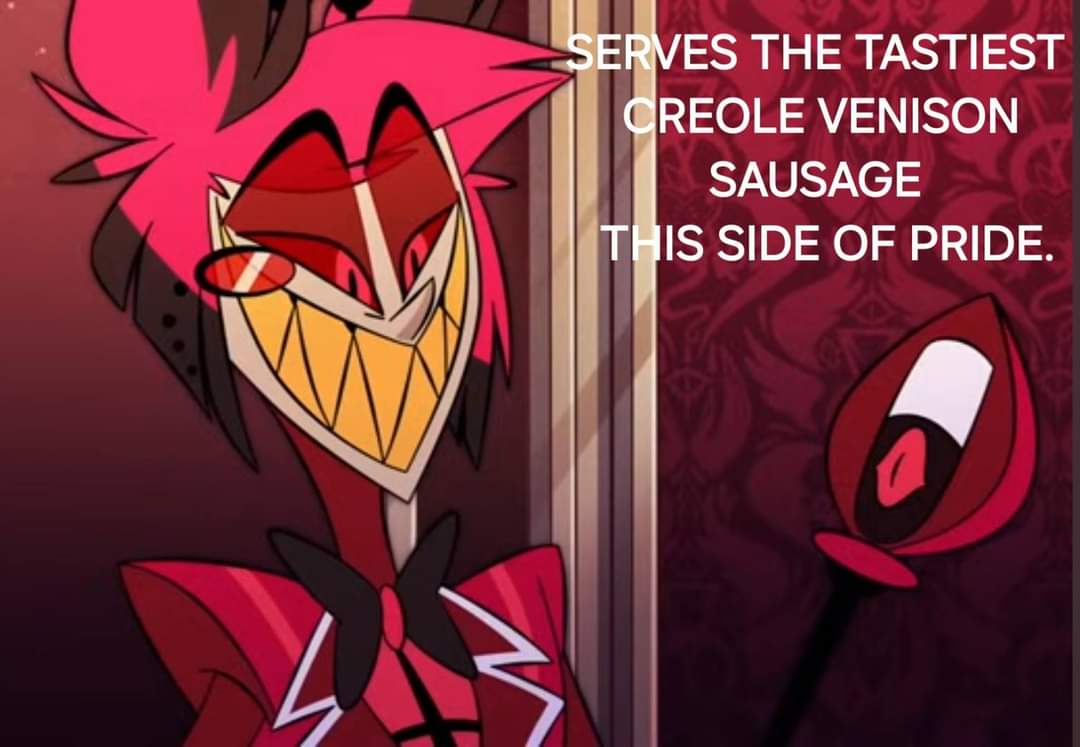 Venvierra's tweet photo. I cackled like a swamp witch, then I got a little hungry 🤣😜🤤 #HazbinHotelAlastor #Alastor #HazbinHotel https://t.co/od3lX1cKdd