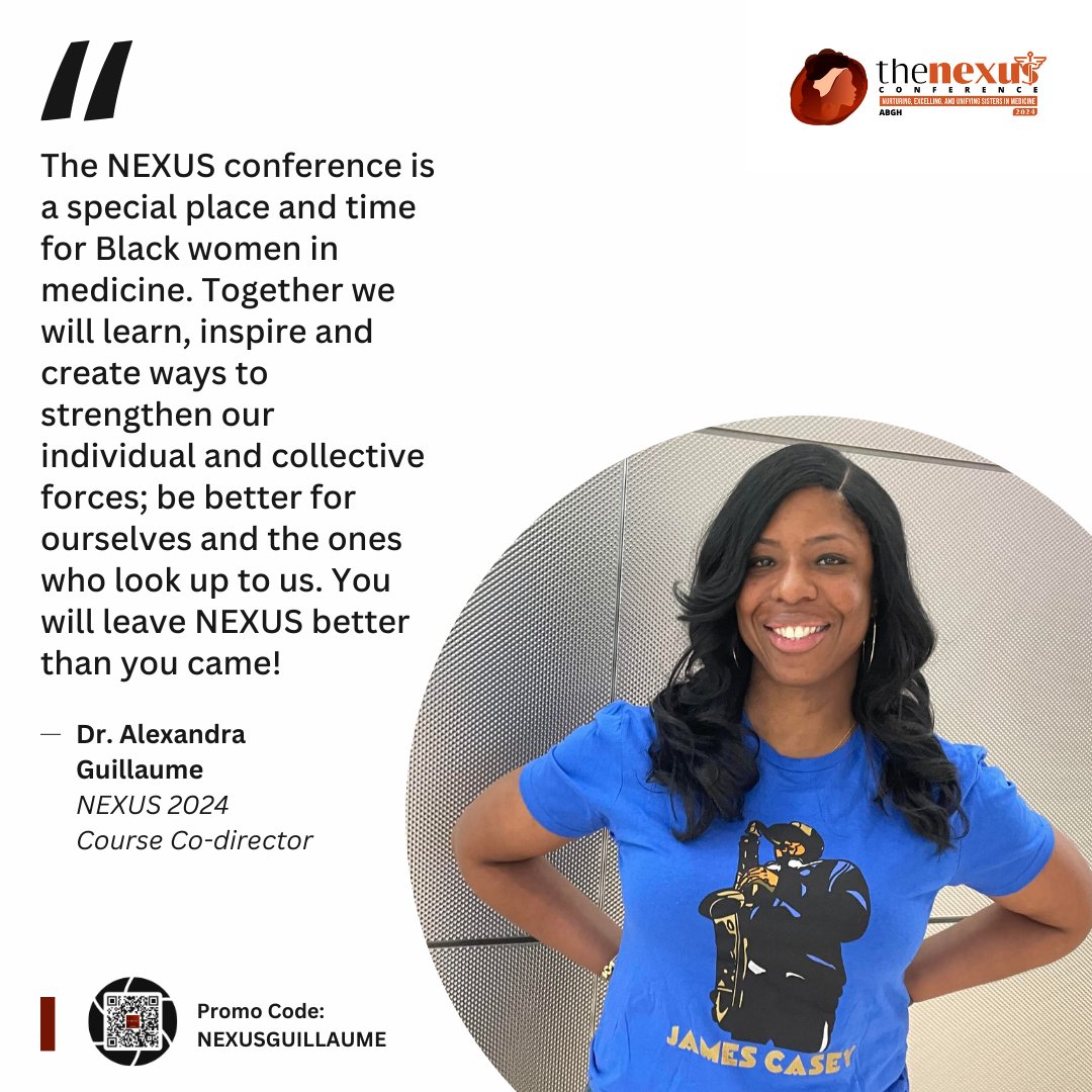 ABGH (@blackingastro) on Twitter photo What makes The NEXUS so special? Just ask the course co-director, Dr. Alexandra Guillaume (<a href="/guillaume_md/">Alexandra Guillaume, MD</a>)!
🎟️bit.ly/ABGHNEXUS24reg…
promo NEXUSGUILLAUME
What: The NEXUS Conference 2024
Where: NY, NY
When: September 27-29th, 2024 What makes The NEXUS so special? Just ask the course co-director, Dr. Alexandra Guillaume (<a href="/guillaume_md/">Alexandra Guillaume, MD</a>)!
🎟️bit.ly/ABGHNEXUS24reg…
promo NEXUSGUILLAUME
What: The NEXUS Conference 2024
Where: NY, NY
When: September 27-29th, 2024