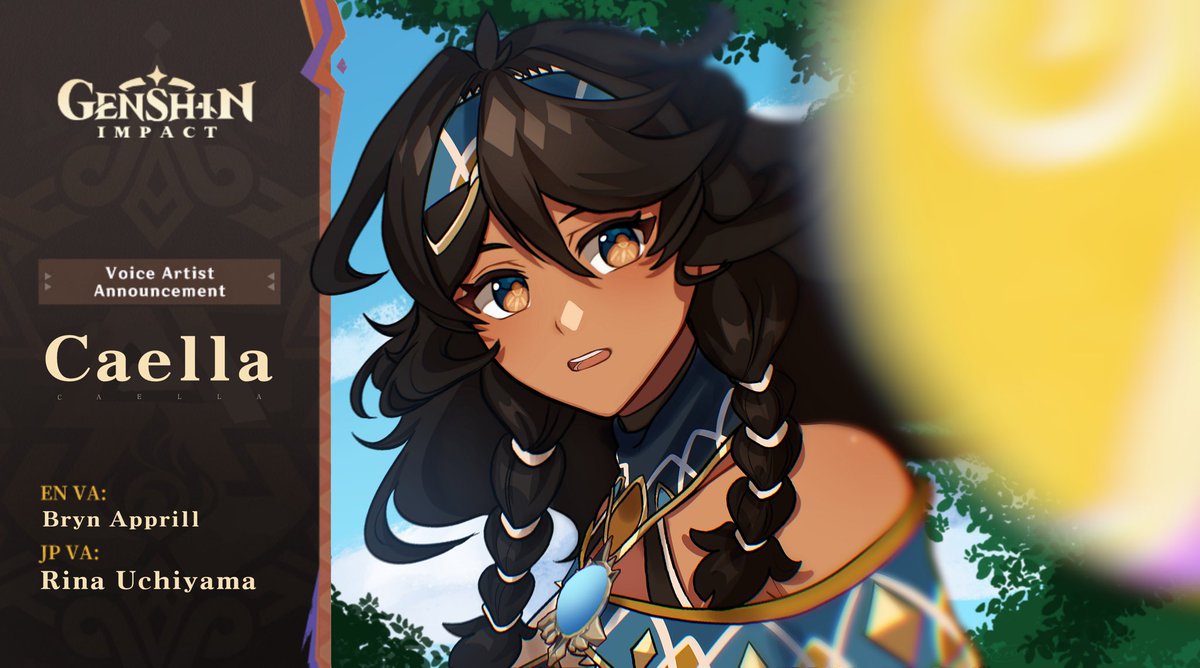 Caeellla_'s tweet photo. Voice Artist Announcement
Caella
EN VA: Bryn Apprill
JP VA: Rina Uchiyama
#Caella #GenshinNatlan #Genshinimpact
#genshinoc https://t.co/TuQzUwB6aq