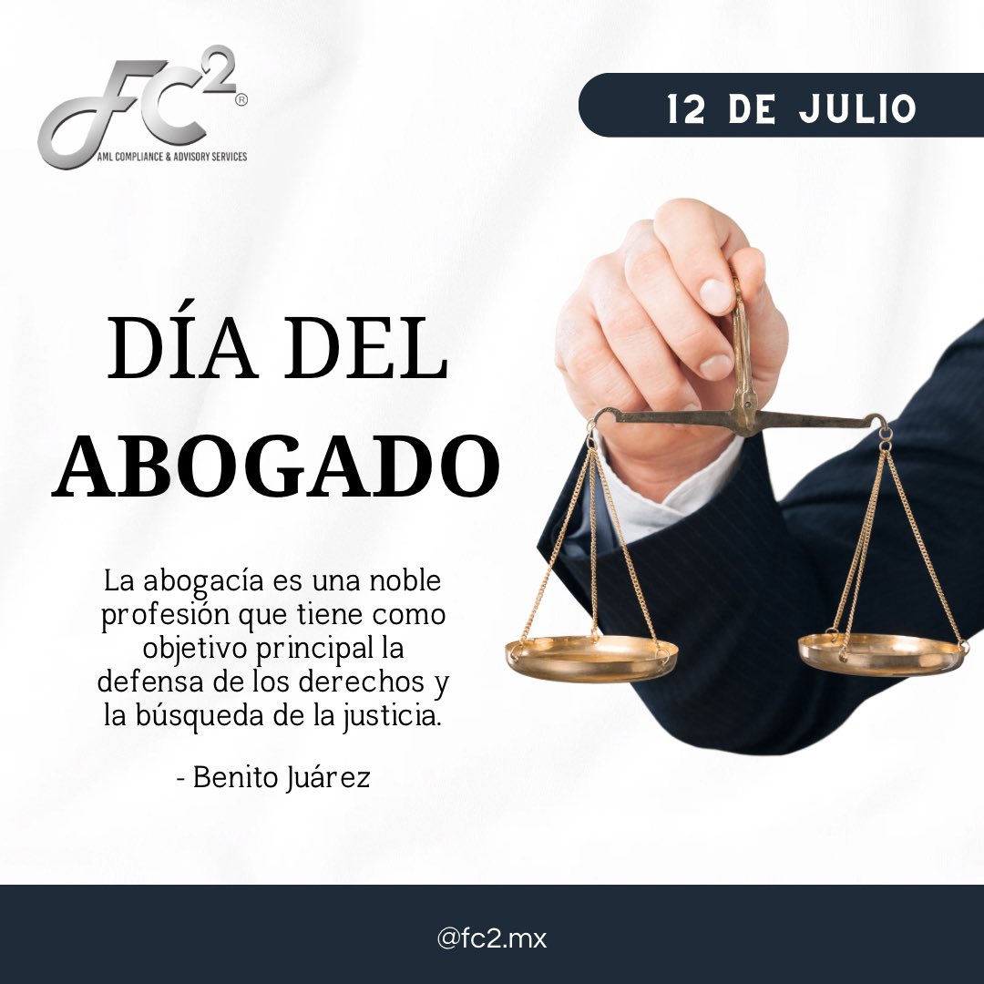 fc2cc's tweet image. ¡FC2 - AML Compliance &amp;amp;Advisory Services les desea un feliz día del Abogado! 🎉⚖️ 

Hoy celebramos a quienes dedican su vida a la justicia, defendiendo derechos y luchando por un mundo más justo. 🌎💪🏼 

#FC2 #DíaDelAbogado #Justicia #Derecho #HéroesDeLaJusticia #OrgulloLegal
