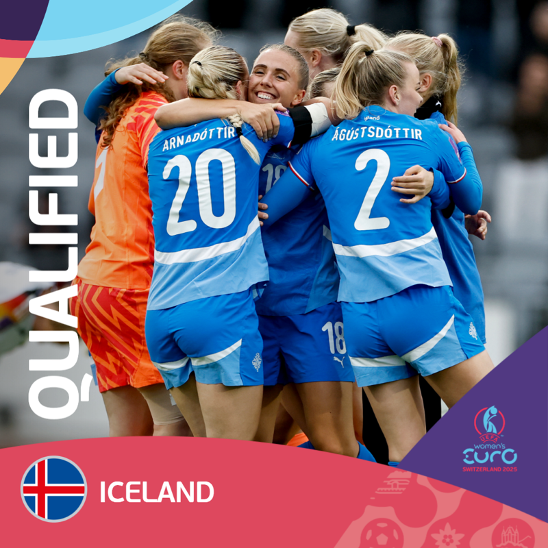 WEURO2025's tweet photo. 🇮🇸 Iceland secure their place at the #WEURO2025 finals following a 3-0 victory over Germany 👏👏