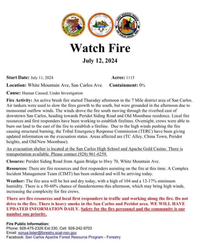 ABecenti's tweet photo. Watch Fire has burned 1115 acres and is 0% contained. https://t.co/xdqCzcaYNj