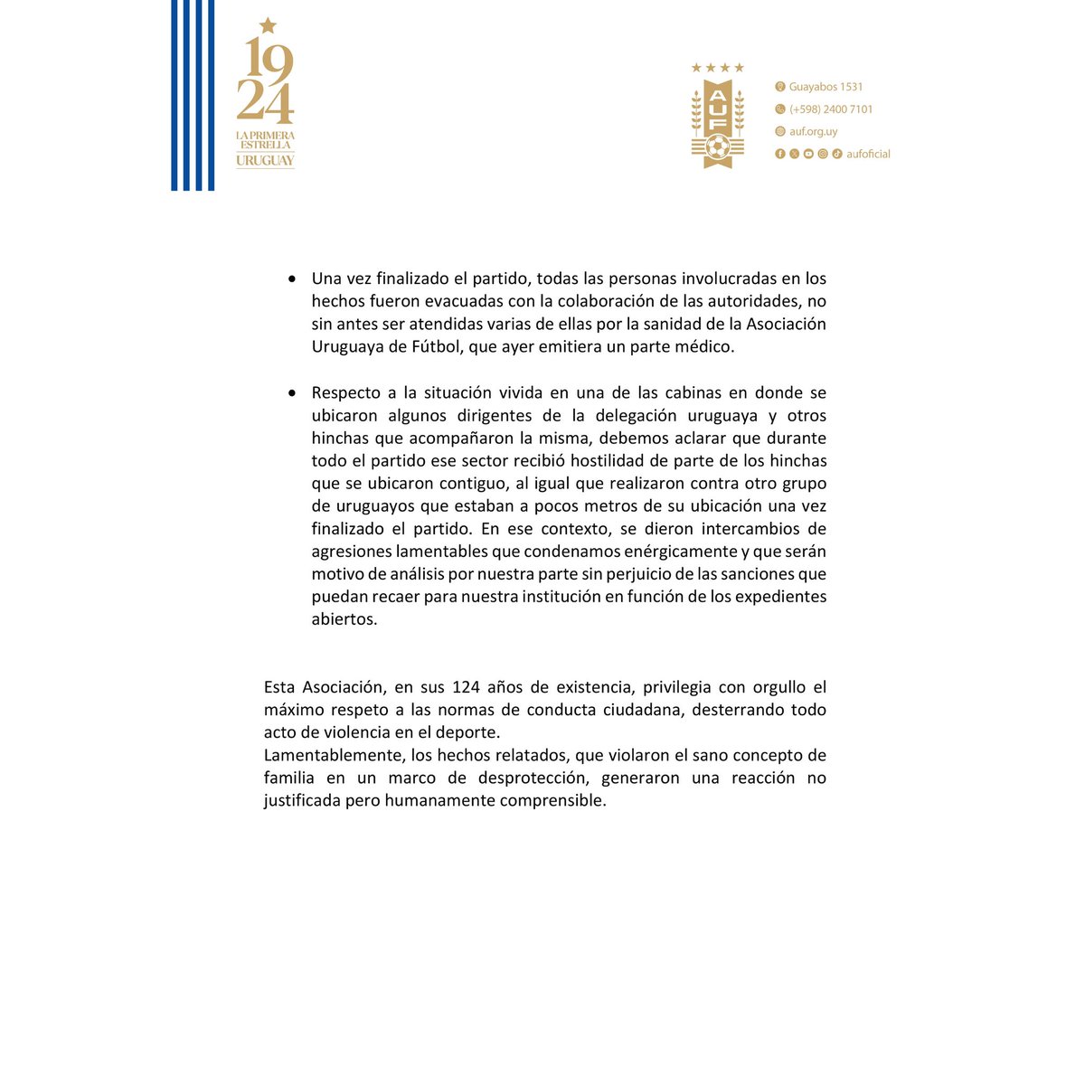 👇 Comunicado de <a href="/Uruguay/">Selección Uruguaya</a>: