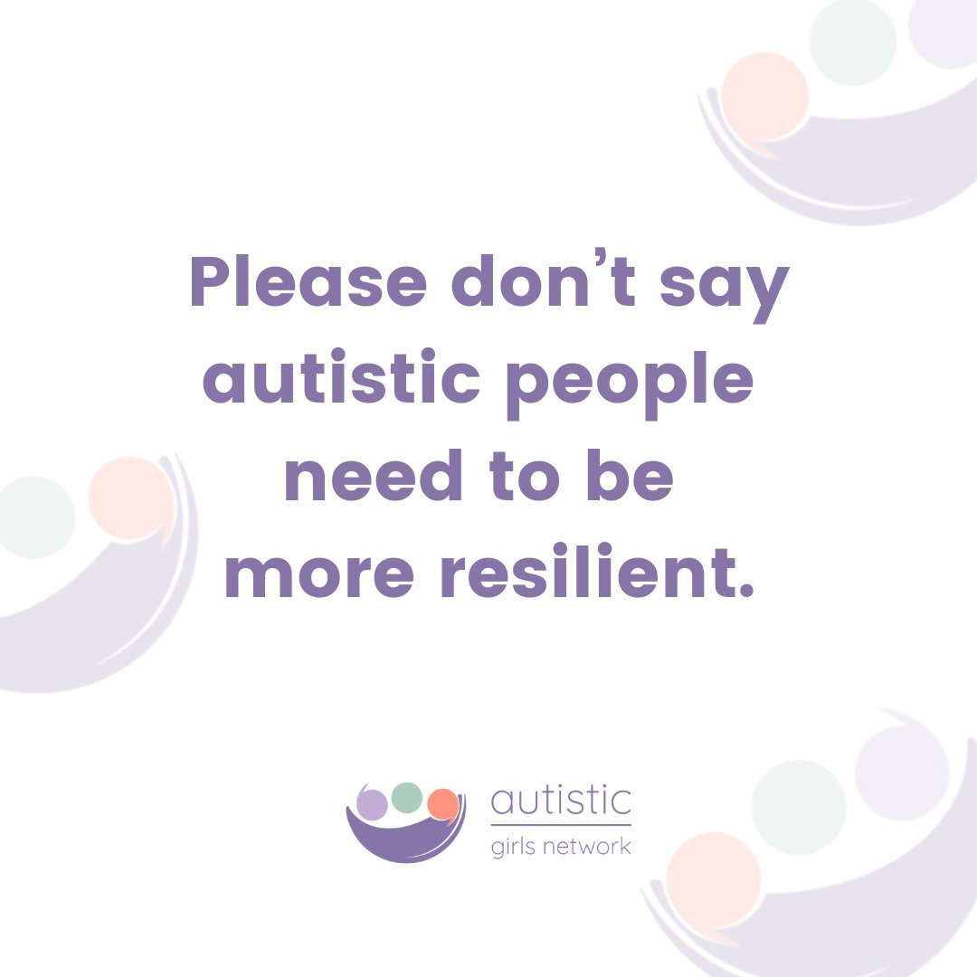 In a world full of systems designed for neurotypical people, Autistic people don’t need to work on their resilience. Some are already hugely more resilient than their peers by just getting through the day. Our blog post explains more - bit.ly/AGNresil  #Autism