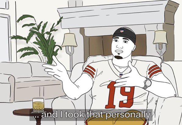 DrewDlanorson's tweet photo. Don’t mind me. Just over here. Standing on business #19problemz but the #Eagles ain’t one #49ers https://t.co/9nN3eGaF94