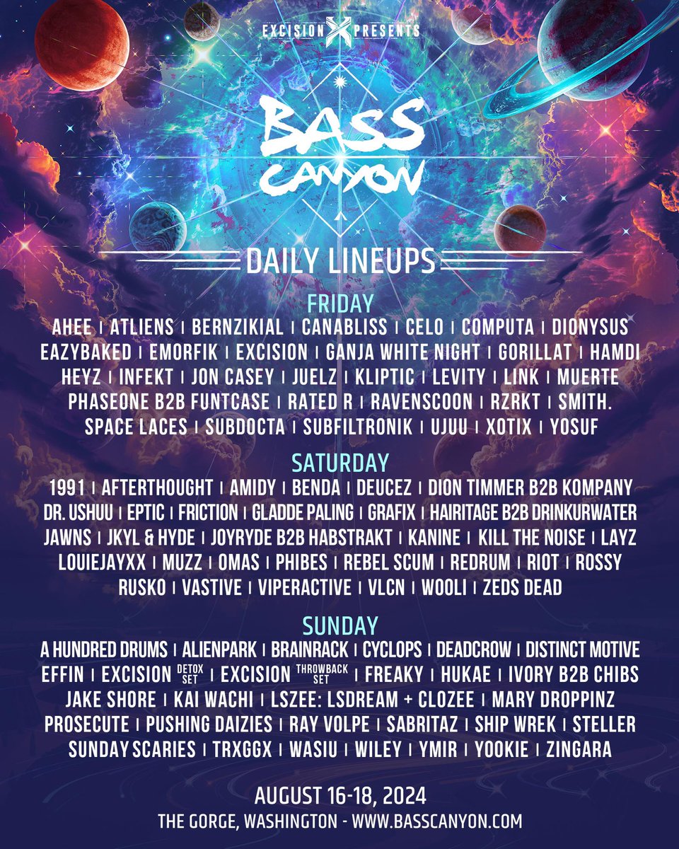 Bass Canyon 2024 lineup