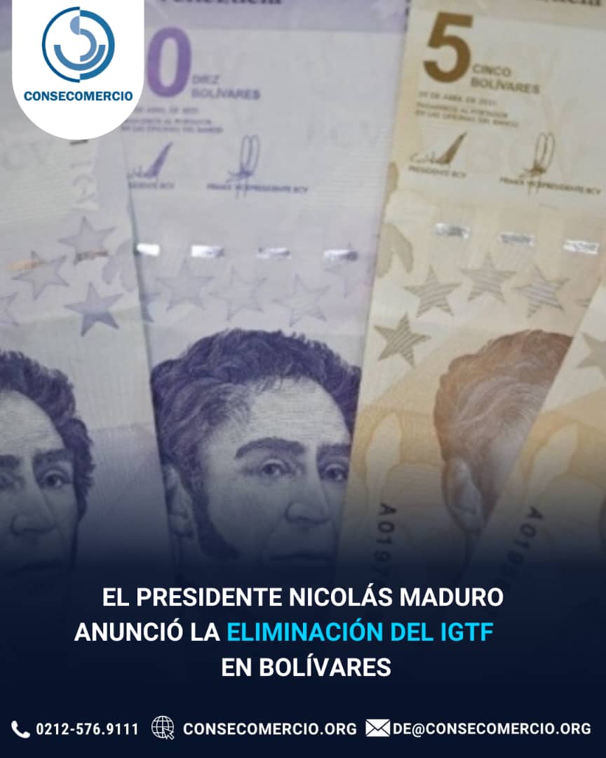 El presidente de la República, Nicolás Maduro, firmó un decreto para eliminar el Impuesto a las Grandes Transacciones Financieras (IGTF) en bolívares. 

“Estoy firmando el decreto para eliminarlo ipso facto, el 2% del IGTF. Ya estamos en condiciones de hacerlo y lo que hay que
