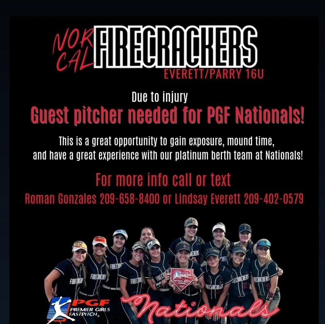 Still in need of a guest pitcher for PGF Nationals. #PGFnationals