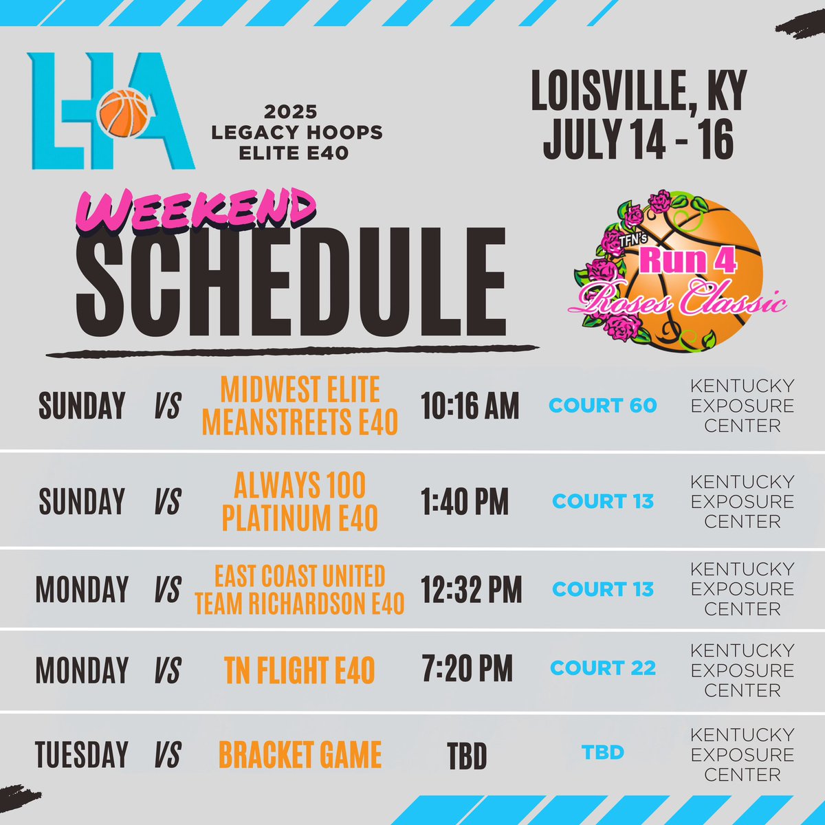 Catch us this weekend in Louisville, KY 📍
<a href="/Legacy_HoopsAAU/">Legacy Hoops Girls AAU</a> <a href="/EbonyDanielle_/">Eb</a> <a href="/tajrichjr/">✊🏽🖤 Taj Rich 🖤✊🏽</a> <a href="/Elite40League/">Elite 40 League</a>