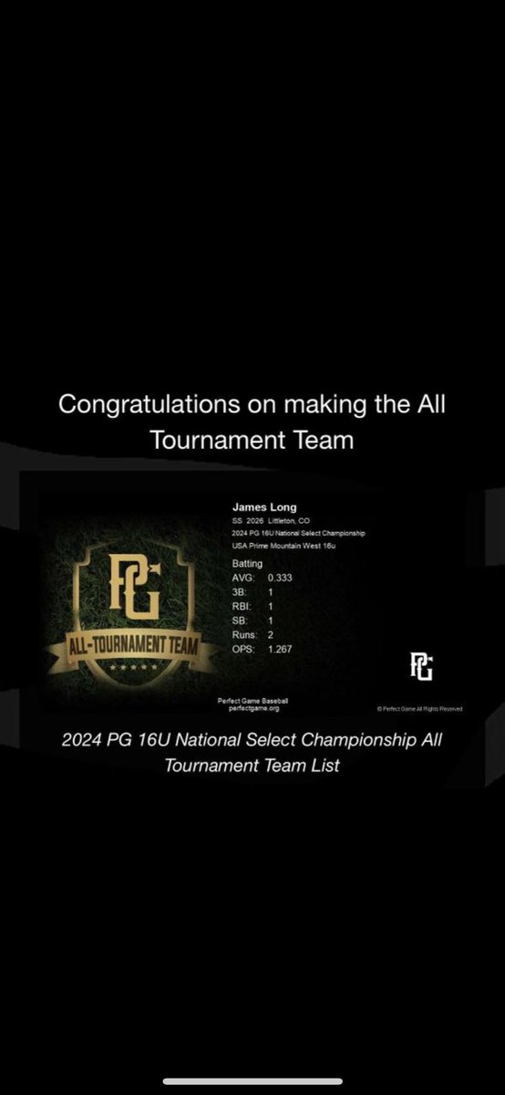 Proud of uncommitted 2026 grads <a href="/james_long10/">James Long</a> <a href="/austynmilliorn/">Austyn Milliron</a> for making the PG All Tournament team in the National Select Championship in Tomball, TX. 
@usaprimecolorado
@Fabiomilanobaseball
@2026uncommitted