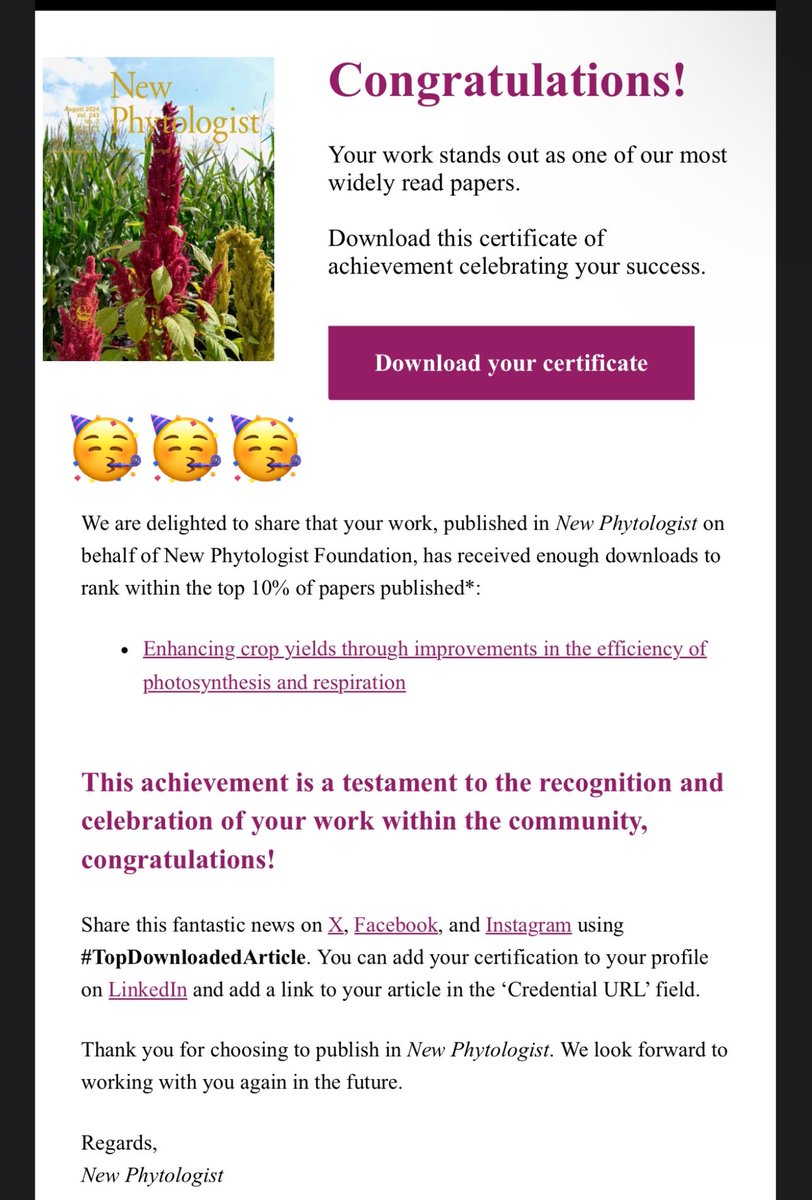 Top 10% 🤯 thank you to all my readers and fans 🤩 and to <a href="/NewPhyt/">New Phytologist</a> for this wonderful update #TopDownloadedArticle