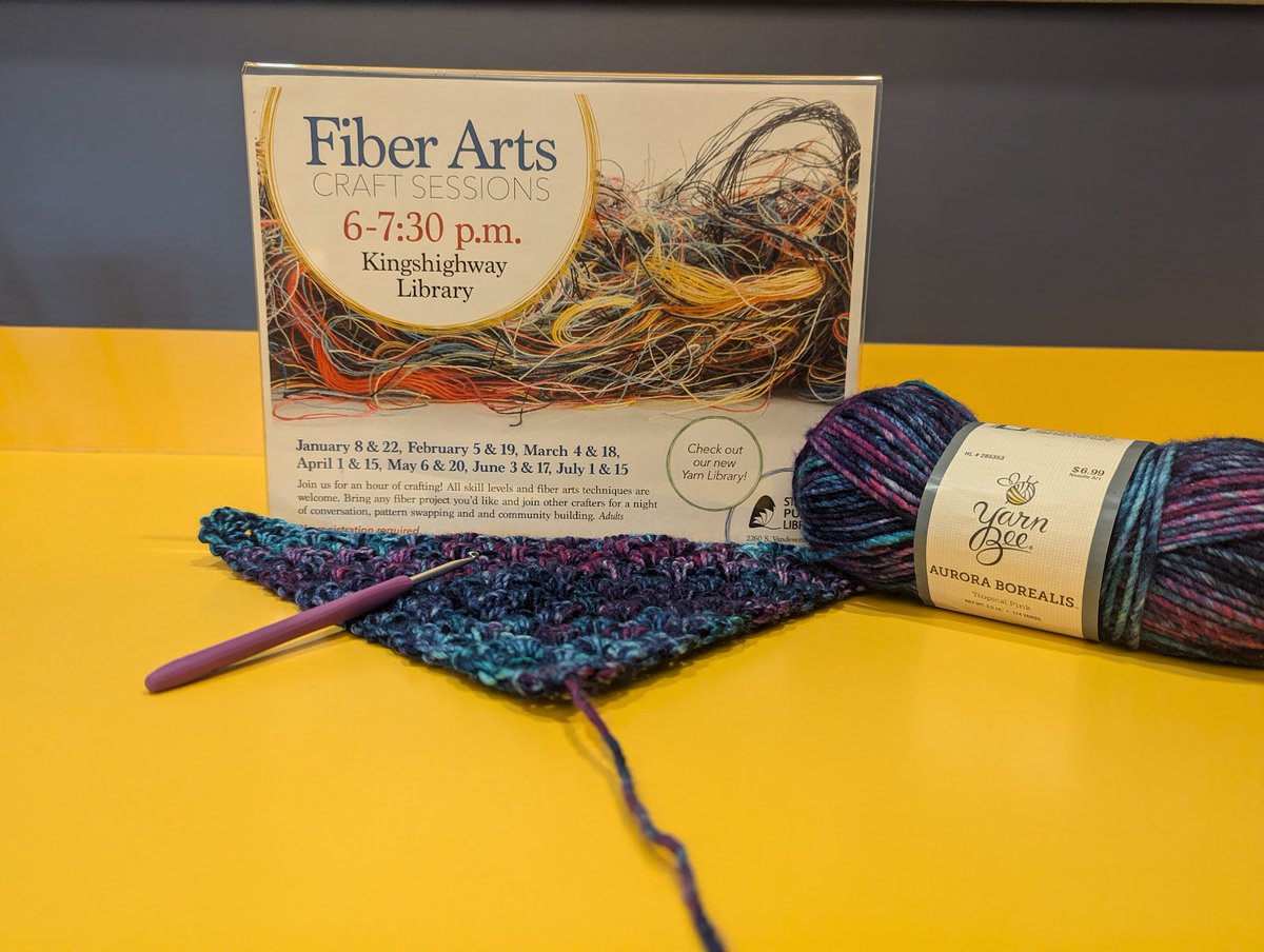 STLpubLibrary's tweet image. Bring your fiber project and join us for a fun evening of crafting and community building on Monday, July 15. No registration required. #KingshighwayLibrary

slpl.bibliocommons.com/events/656e185…