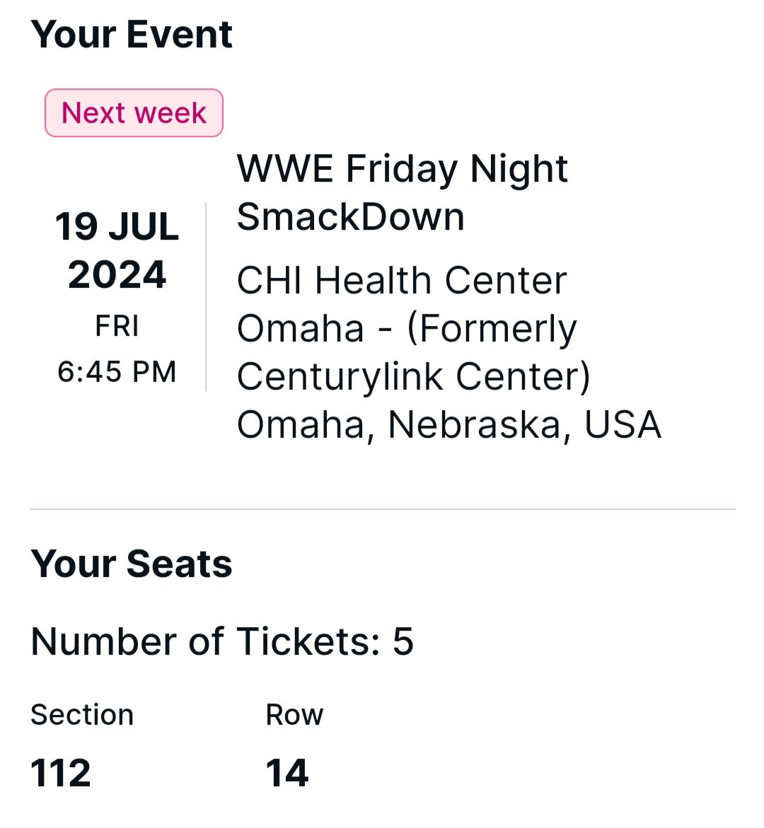 BiggerMegan's tweet photo. We are going to be driving 2.5 hours to Omaha next week because we just bought tickets to Friday Night Smackdown to see @CodyRhodes! We are hoping maybe Cody could be one of the people to sign Kanens cast since he fell and broke his hand last week. @WWE #retweet #wwe #CodyRhodes https://t.co/pr9E5p0Q93