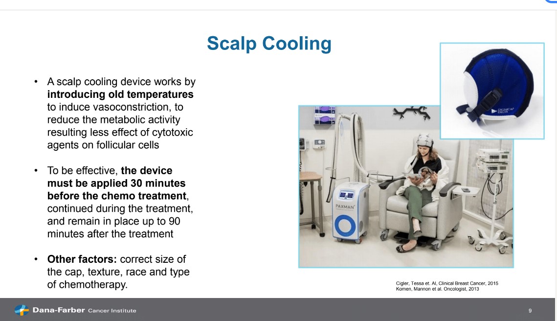 DFCI_BreastOnc's tweet image. Elahe Salehi, DNP, ANP-BC (@esalehiDNP) discussed the benefits of #ScalpCooling at the #HarvardBreastCancerCourse session on Supportive Care During Chemotherapy.  We currently have an open #ColdCap trial @DanaFarber ⬇️⬇️ 
  dana-farber.org/clinical-trial…