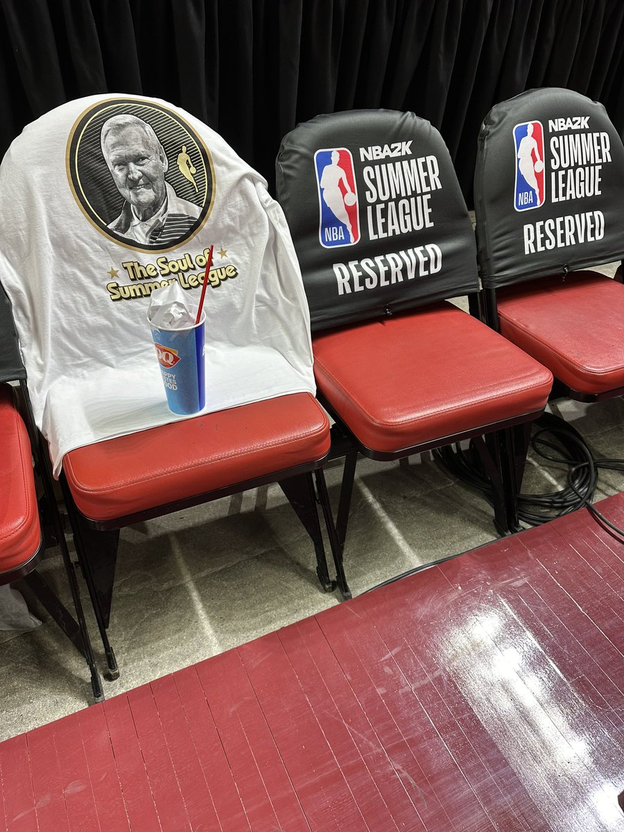 On the baseline at Thomas &amp; Mack Arena in Las Vegas, the NBA has honored Jerry West at his usual courtside seat - complete with his favorite summer league treat