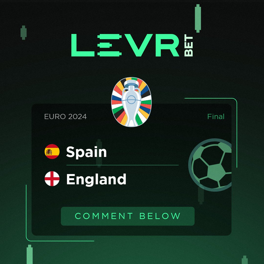Levr_Bet's tweet photo. Euros Championship!

Win $50 USDC! 

1⃣ Follow @LEVR_bet 
2⃣ Tag 3 Friends 
3⃣ Comment your regular time score prediction 2 correct answers will be randomly chosen and win $50 USDC each! 

#EURO2024 #SpainVsEngland https://t.co/rDSGWdy6mF
