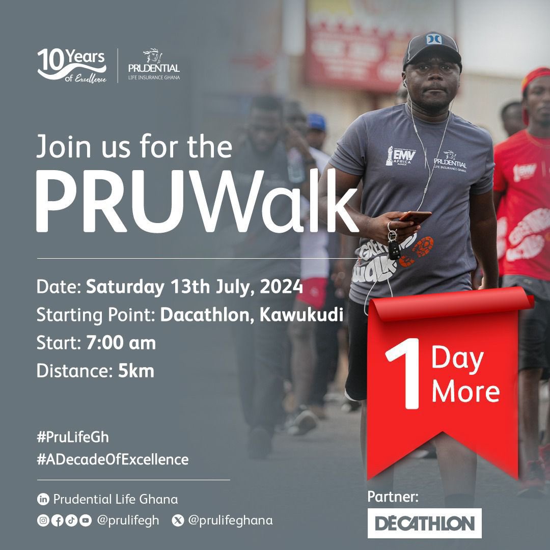 will_arth's tweet photo. *TOMORROW – PRUWALK: 0UR 10TH ANNIVERSARY EDITION*

Let’s walk your way to a healthier and brighter future to mark our 10-year anniversary. 

*Meeting Point:* Decathlon Ghana - Kawukudi, Accra https://t.co/eCS9D4mxEC