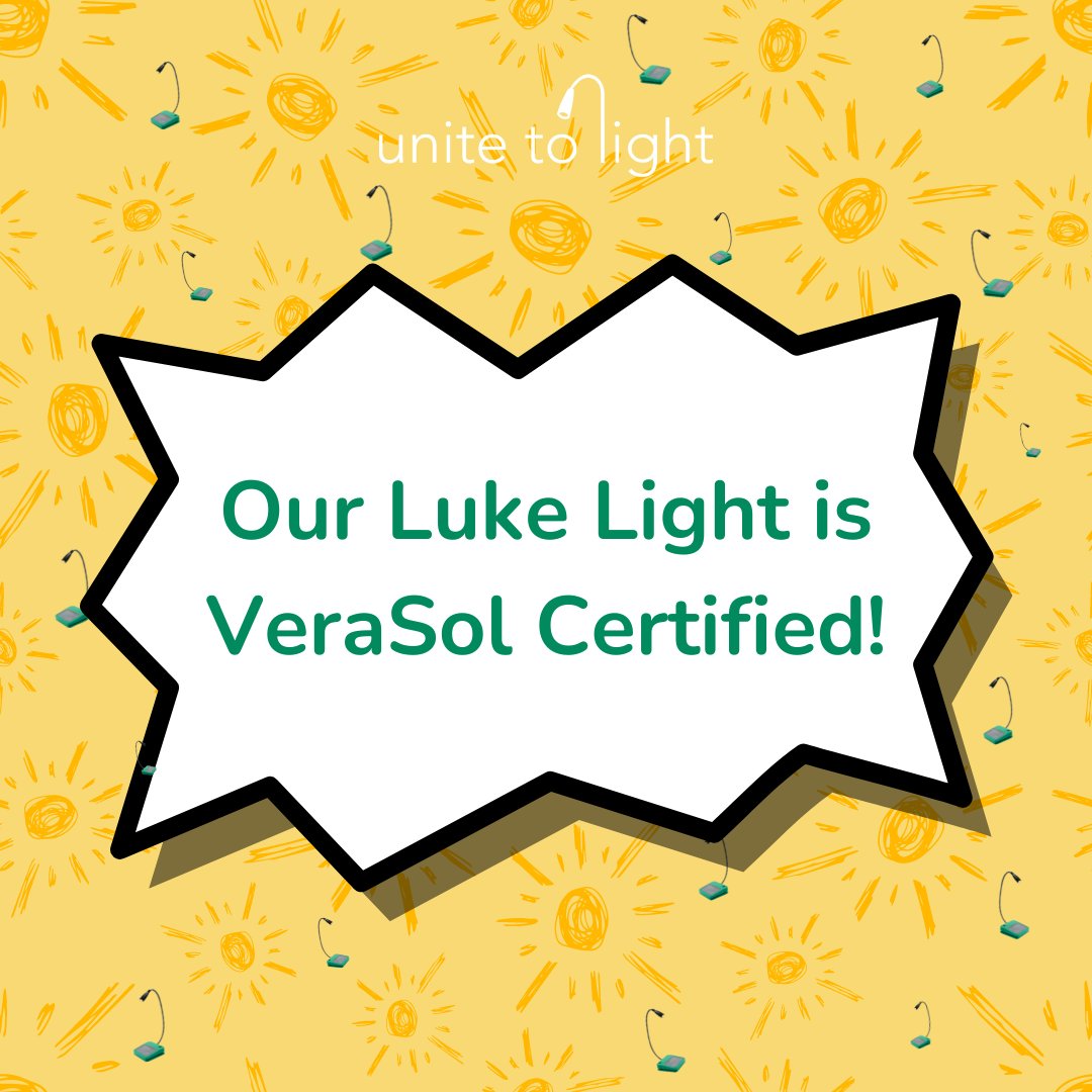 unitetolight's tweet image. The Luke Light has been VeraSol certified to meet IEC TS 62257-9-8 quality standards!

VeraSol supports high-performing, durable off-grid products that expand access to modern energy services. VeraSol is the leading independent quality assurance program for distributed solar  ...