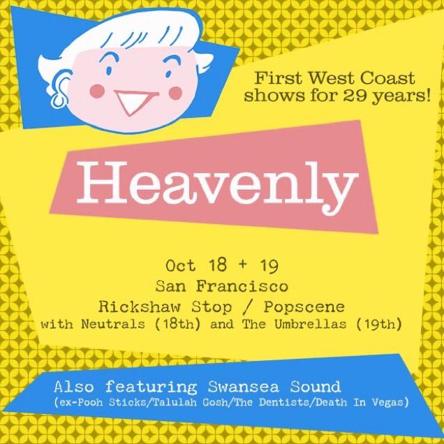 Heavenly (@heavenlyindie) on Twitter photo Come and see us with <a href="/theumbrellassf/">the umbrellas</a>! The other SF date (and all West Coast dates) are sold out. Come and see us with <a href="/theumbrellassf/">the umbrellas</a>! The other SF date (and all West Coast dates) are sold out.
