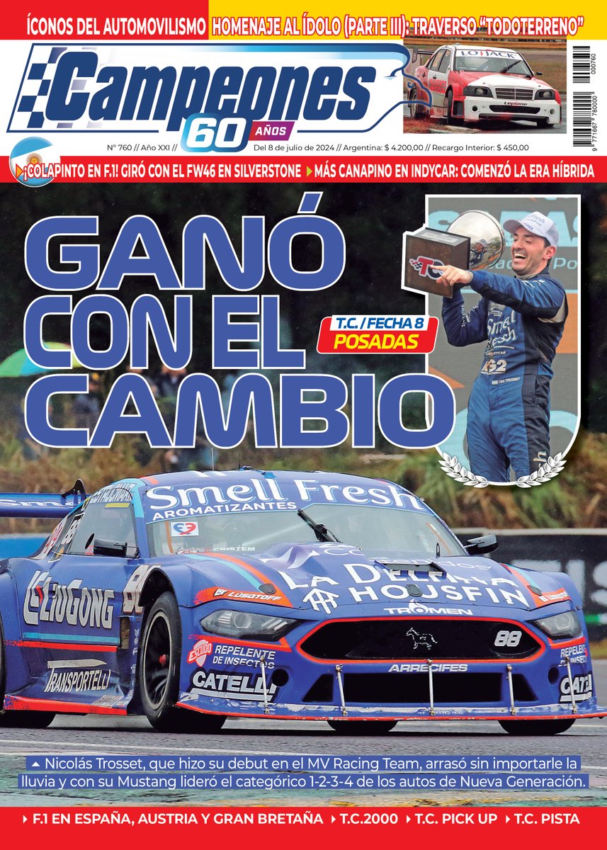 markitodonato's tweet photo. 🏁 Ya va llegando a todo el país la #RevistaCampeones 🗞️ 760 con la cobertura del triunfo 🏆 de @ntrosset en el #TCenPosadas. Además, @FranColapinto en F1 y F2, @AgustinCanapino en IndyCar 🇺🇸, F1 🇪🇸🇦🇹🇬🇧, TC2000, TCPK, TCP, TCM, última parte del homenaje al "Flaco" Traverso... 🙌 https://t.co/2QbPVt1DTK