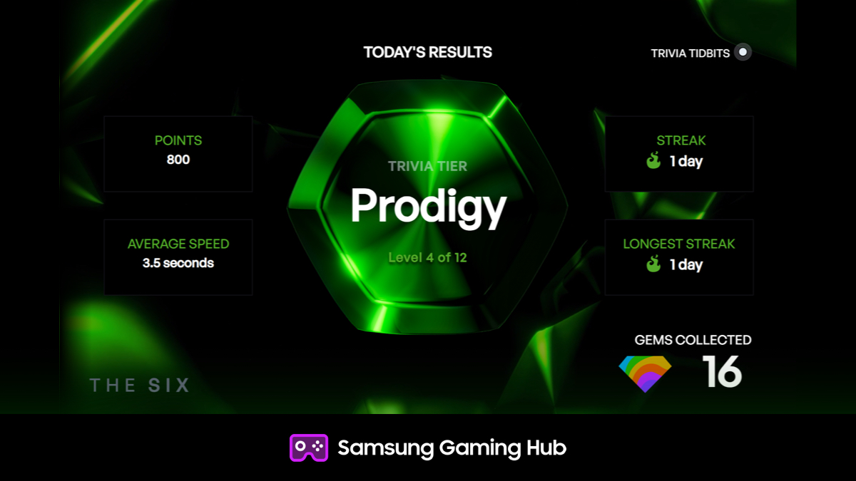 SamsungGaming's tweet photo. Ready to flex those brain muscles? Dive into The Six on your Samsung TV. Answer trivia questions from entertainment to history and climb the global leaderboard. Download from the app store today. ππ #TheSix #The6 #TriviaTime #NewWayToPlay https://t.co/963r0ET8Z3