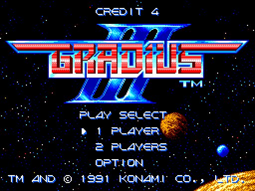 MCBRemakes's tweet photo. Gradius 3 title screen demake, converted from SNES to Sega Master System
ROM download:
https://t.co/dHSFyi0J3M
#rom #SNES #Superfamicom #Sufami #SFC #demake #sega #8bit #mastersystem #mark3 #sms #segamastersystem #1990s #konami #gradius #vicviper https://t.co/HTpzatBiCr