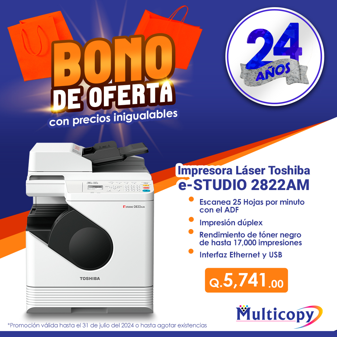 multicopyguate's tweet photo. Maximiza la calidad y el ahorro con la impresora Toshiba e-STUDIO 2822AM. Obtén un bono de ofertas único y lleva tu rendimiento al siguiente nivel. 🖨️📄Contáctanos https://t.co/HddVBWzhvI