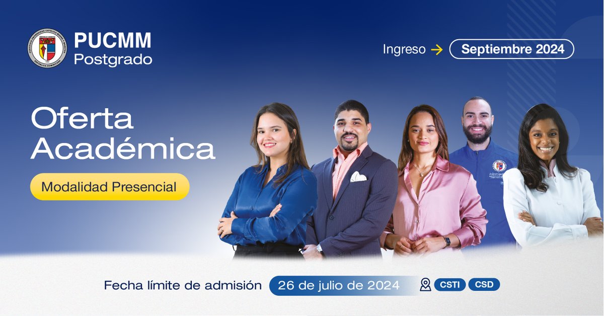 Afianza tus habilidades con los programas que hemos preparado para ti en las áreas de Salud, Humanidades, Finanzas y Ciencia e Ingeniería. Aplica en nuestras Oficinas de Admisiones, disponibles en los Campus de Santiago y Santo Domingo. #PUCMM #PostgradoPUCMM #Maestria