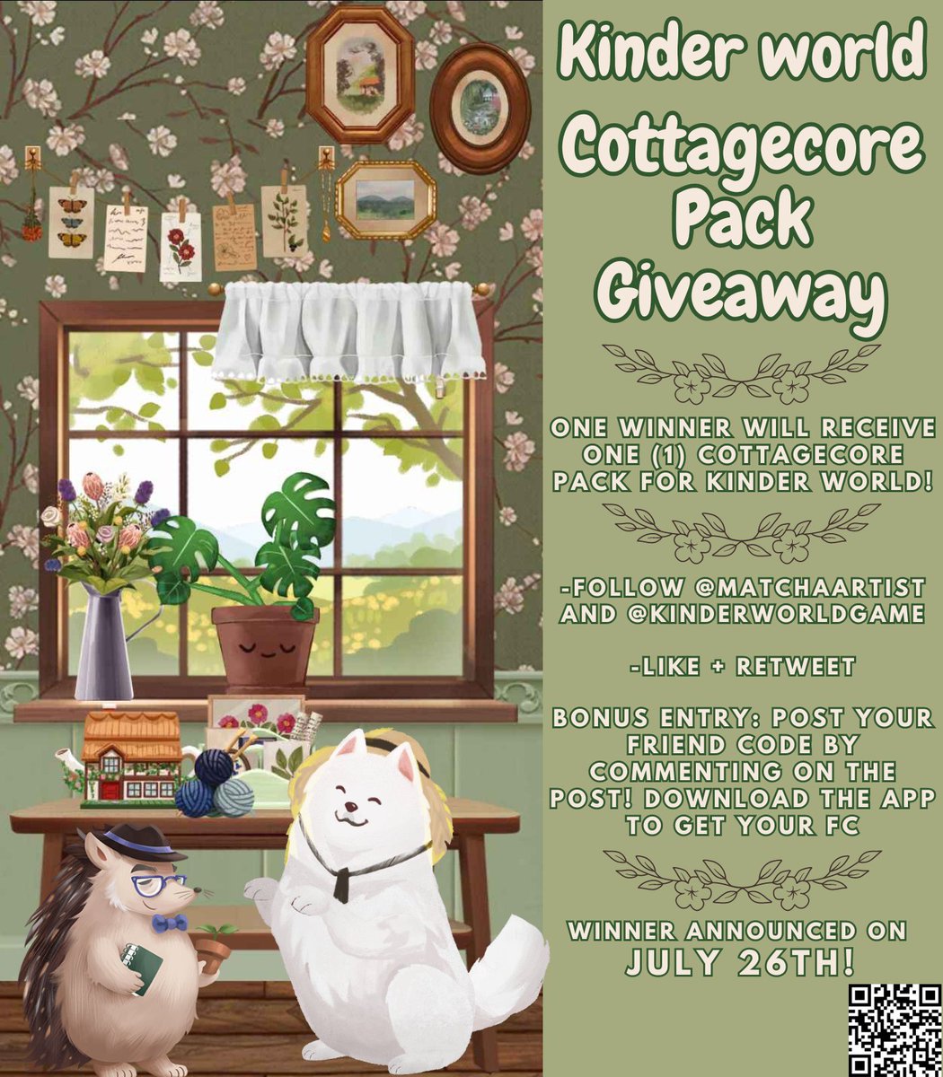 matchaartist's tweet photo. 💚𝙄𝙣𝙘𝙤𝙢𝙞𝙣𝙜 𝙂𝙞𝙫𝙚𝙖𝙬𝙖𝙮!🌿

We'll be giving away 1x Cottagecore Pack for Kinder World to help you decorate your space in game!

🌼Follow @matchaartist and @kinderworldgame 
🌼Like + RT

Bonus: Post your Kinder World FC on this post!

Winner announced on July 26! GL💚 https://t.co/zpn3UWlKLe