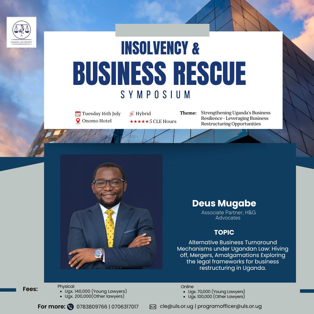 We are pleased to announce that Deus Mugabe (<a href="/DeusEsq/">Deus Mugabe</a>), our Associate Partner, will  speak at the Insolvency and Business Rescue Symposium on Tuesday, July 16, at Onomo Hotel. 1/4