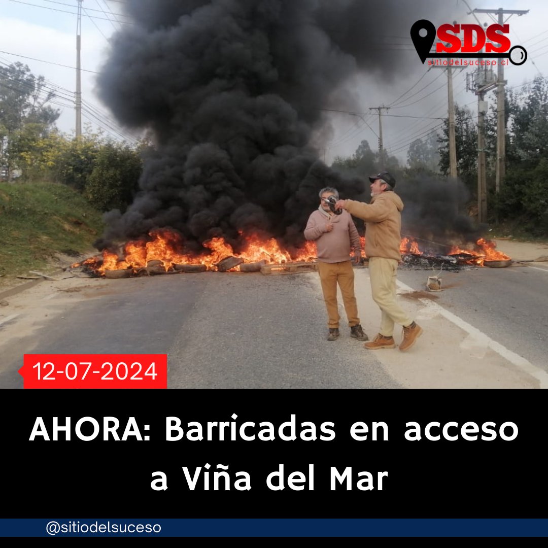 sitiodelsuceso's tweet photo. AHORA VIÑA DEL MAR: Barricadas incendiarias en variante Agua Santa,  altura Campus Rodelillo UVM. Tránsito suspendido en ambos sentidos 

Imagen: RRSS https://t.co/uci1wuSVxW
