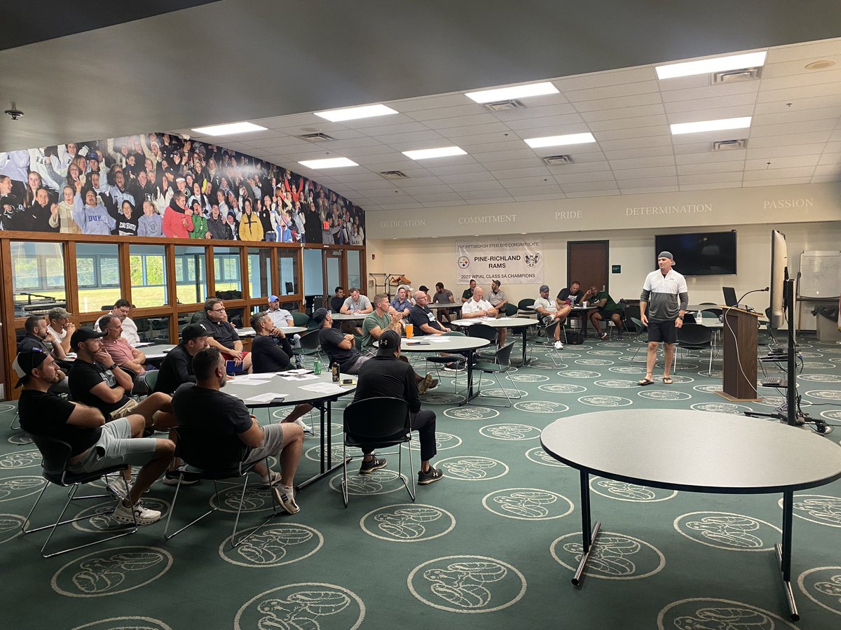 Coach_LeDonne's tweet photo. Awesome time last night spent with our youth coaches at the @PR_RamsFootball Youth Clinic.  Future is bright! https://t.co/pjKN6EvRSr