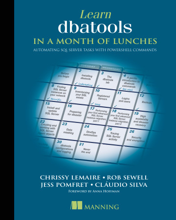 ManningBooks's tweet image. 📣Deal of the Day📣  July 12

45% off TODAY ONLY!  

Learn dbatools in a Month of Lunches &amp;amp; selected titles: mng.bz/WrEx @cl @ClaudioESSilva @jpomfret @sqldbawithbeard 

Learn how to automate #SQLServer using the #dbatools #PowerShell module.